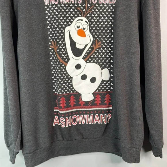 DISNEY Mens Frozen Olof Snowman Graphic Crewneck Long Sleeve Sweatshirt Grey M - Picture 5 of 10
